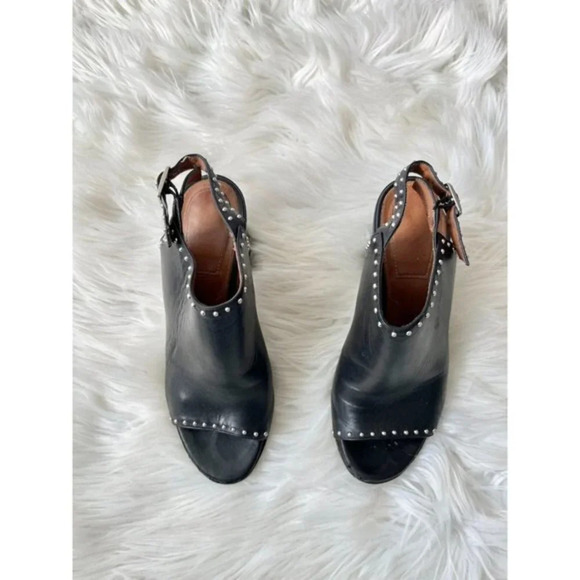 Givenchy Black Leather Studded Slingback Heels Shoes Block Heel 36.5 - Picture 4 of 12